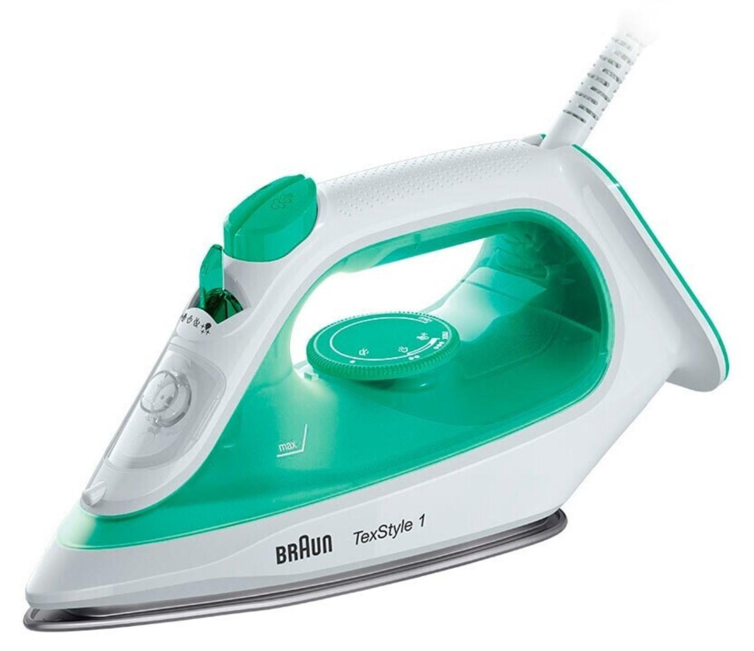 Braun TexStyle 1 SI 1040 GR stoomstrijkijzer met keramische strijkzool, 2000 W, groen/wit