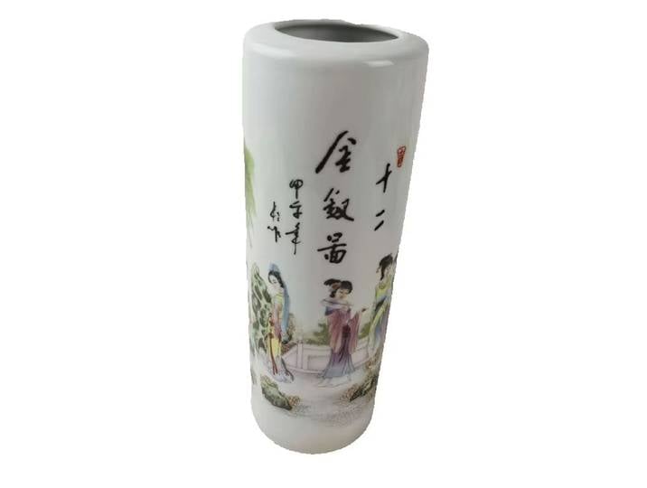Vase en porcelaine ancienne chinoise Pastel, motif de 12 beautés anciens, décoration de maison Antique à collectionner