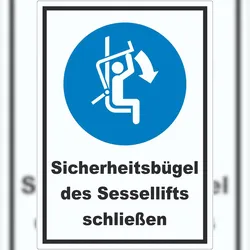 HB-Druck Sicherheitsbügel des Sessellifts schließen Aufkleber A2 (420x594mm)