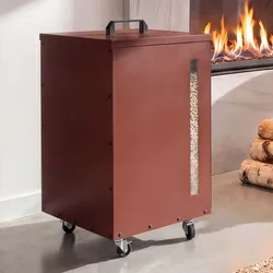 Pelletbehälter MCW-Q30, Pelletbox, Aufbewahrungsbox für z.B. Tierfutter, Sichtfenster Rollen 62x36x36cm ~ kupferfarben