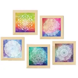 POSTER Set Mit 5 Mandala Illustration 20X20cm Rahmenlos