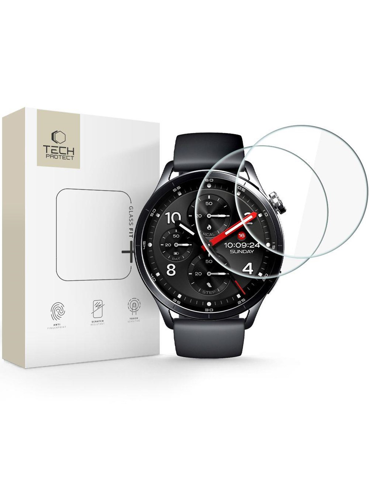 Tech-Protect Glass Fit+ 2-Pack Tempered Glass for Xiaomi Watch S5 46mm