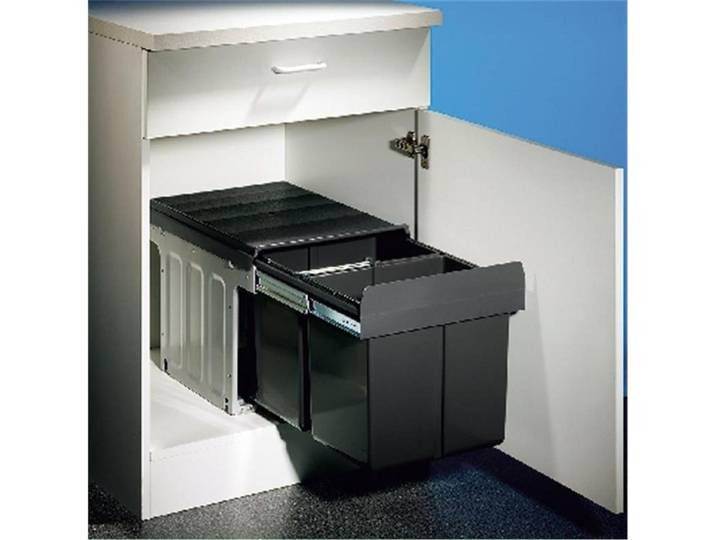 WESCO Einbaumülleimer Double Master 2 DS, Abfallsammler für Eckschränke, anthrazit