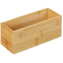 Relaxdays Ordnungsbox Bambus, schmale Aufbewahrungsbox ohne Deckel, HBT 9,5x23x9 cm, Bambusbox Küche, Bad, Büro, natur