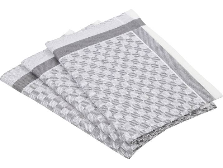 Geschirrtuch ROSS Exclusiv , silber (silberfarben), B:50cm L:70cm, 50% Baumwolle, 50% Leinen, Geschirrtücher, Geschirrtuch, Karofond, 50x70 cm