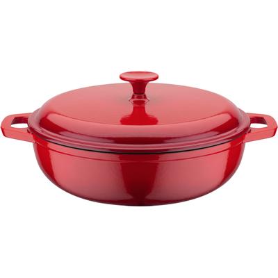 Schmortopf GSW "Red Shadow", rot (rot, schattiert), H:9cm Ø:30cm, Töpfe, Dunstzapfen im Deckel zum Garen im eigenen Saft, Induktion, Ø 30 cm