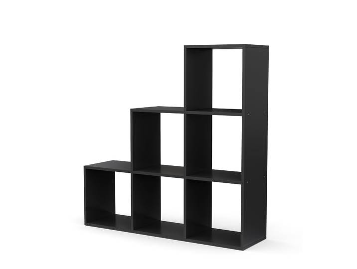 Treppenregal Raumteiler NASIR 6 Fächer 107 x 107 cm schwarz