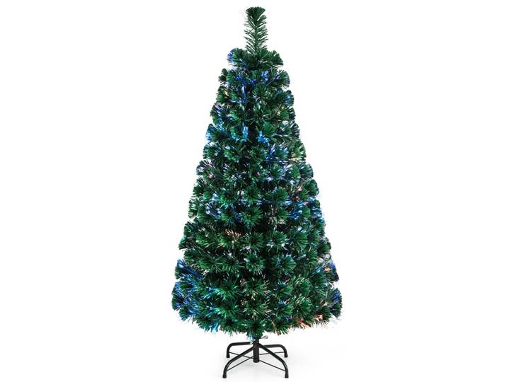 150 cm Kunstkerstboom met Glasvezel Kleurwisselaa Kerstboom PVC Naalden Kerstboom Groen