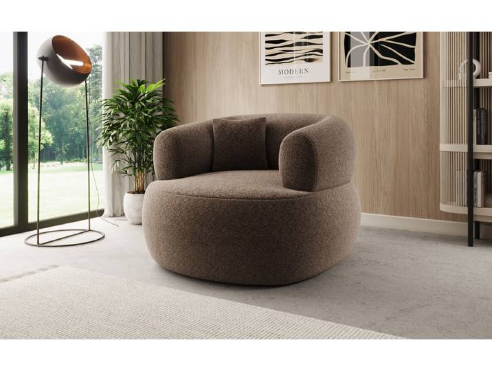Designer Sofa-Sessel Bao in Strukturstoff - 360°-Drehfunktion - Braun - Strukturstoff - Luxusbetten24