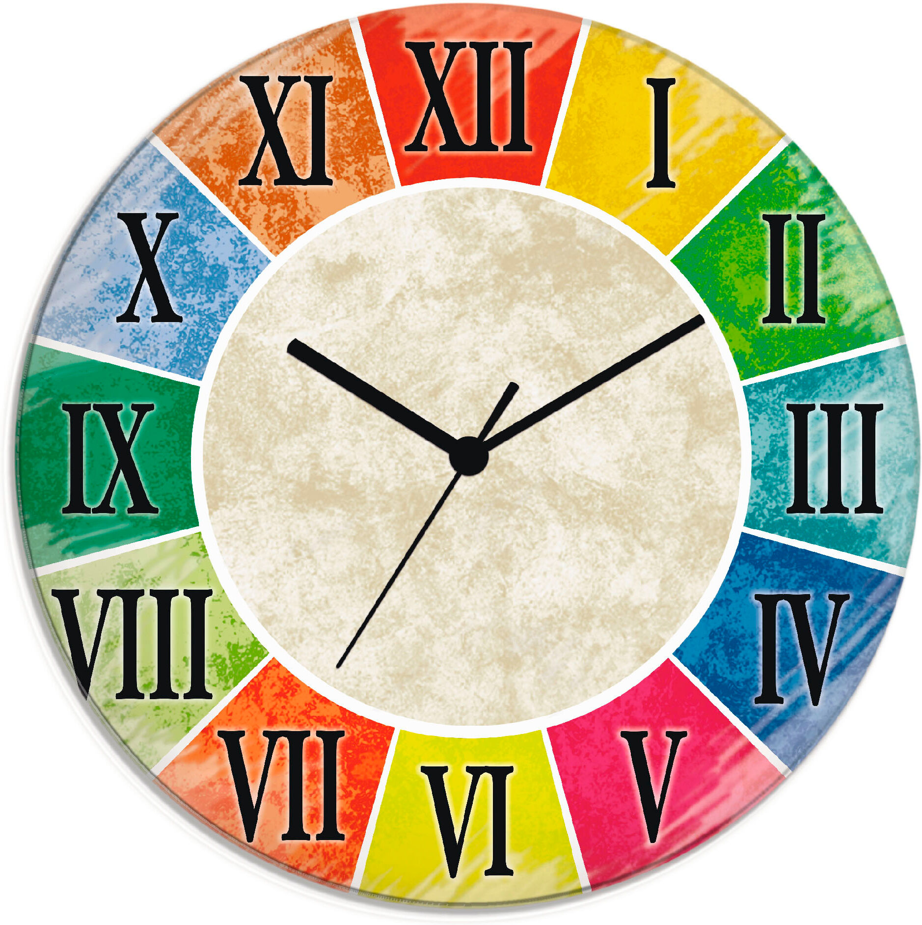Wanduhr ARTLAND "Römische Ziffern", bunt, T:1,8cm, Wanduhren, Wanduhr, wahlweise mit Quarz- oder Funkuhrwerk, lautlos ohne Tickgeräusche bunt Ø 30cm, Quarzuhr