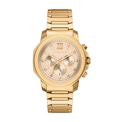 Chronograph MICHAEL KORS "PRESCOTT", gold (gelbgoldfarben, gelbgoldfarben), Armbanduhren, Herren, gelbgoldfarben, Chronograph, Quarzuhr, Armbanduhr, Herrenuhr, Edelstahlarmband, analog, Tag