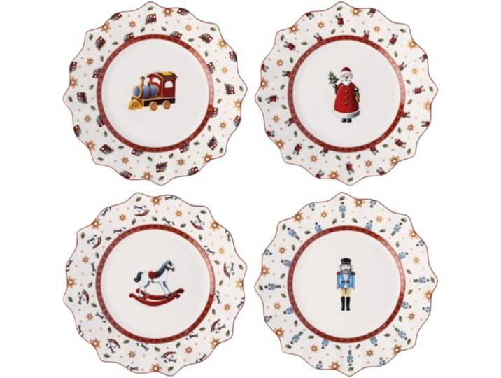 Villeroy & Boch - Toy’s Delight ensemble d’assiettes anniversaire 4 pièces multicolore\, ensemble d’assiettes\, assiette plate\, motif Noël\, vaisselle de Noël\, porcelane premium