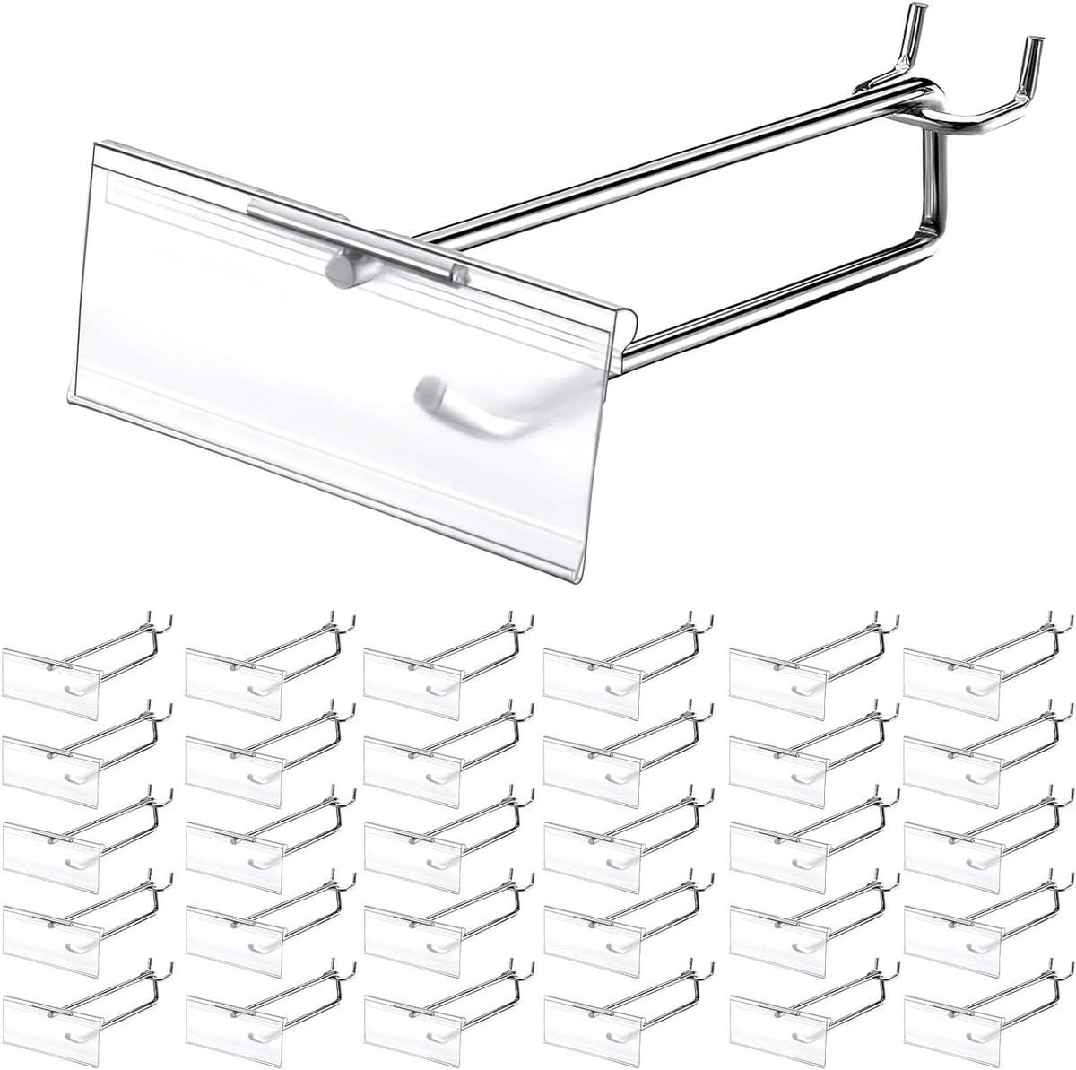 50 stuks Metalen Haken met Kaarthouder voor Pegboard Accessoires - Zilver