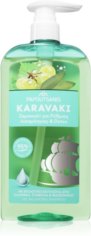 PAPOUTSANIS Karavaki Control & Detox shampoing pour cuir chevelu gras et sec 600 ml