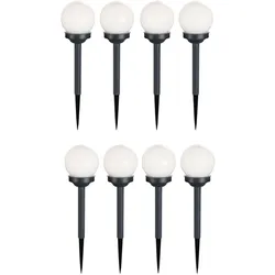 8er Set LED Außen Solar Lampen Kugel Design Erd Spieß Steck Leuchten Garten Weg Beleuchtung