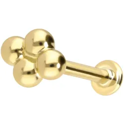 14 Karat Gold Labret mit Innengewinde 4 KUGELN