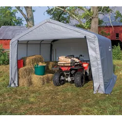 ShelterLogic Folien Weidezelt Zeltgarage | Grau | 370x370x260 cm - Grau