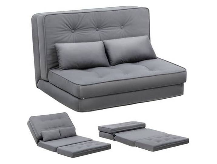 Canapé Convertible 2 Places Chauffeuse avec Coussins Confortable canapé lit Pliant Gris
