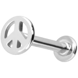 14 Karat Gold Labret mit Push Fit PEACE-ZEICHEN