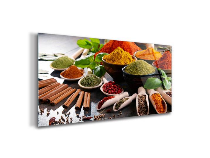 Tulup Glasbild 120x60 cm Lebensmittel und Getränke, Mehrfarbig, Salbeigrün, Glas, 120x60 cm, Bilder & Rahmen, Bilder, Glasbilder
