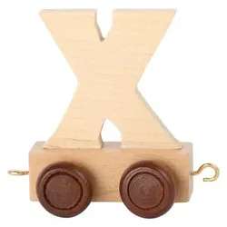 Bino, Holzbuchstaben + Stoffbuchstaben, Zuganhänger X, braune Räder