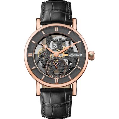 Automatikuhr INGERSOLL "The Herald", rosa (schwarz, schwarz), Armbanduhren, Herren, roségoldfarben, Automatikuhr, Armbanduhr, Herrenuhr, Mechanische Uhr, Lederarmband, analog