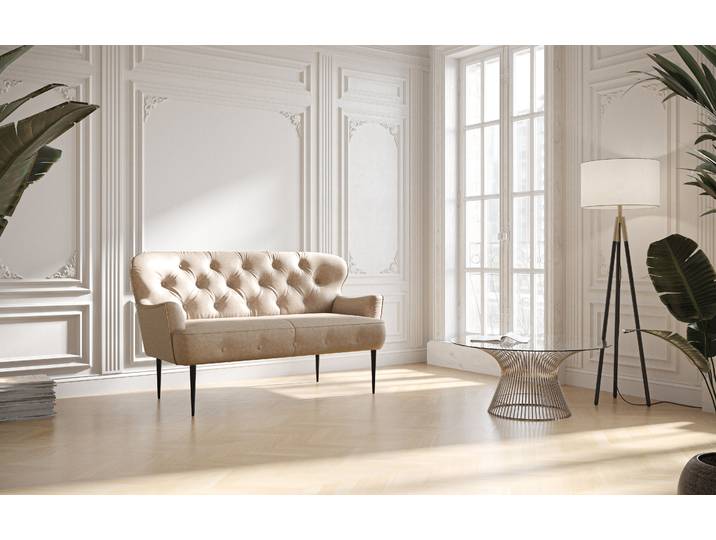 2-Sitzer OTTO HOME Amber , beige, B:153cm H:97cm T:87cm, 100% Polyester, Sofas, mit Knopfheftung,in verschieden Stoffarten