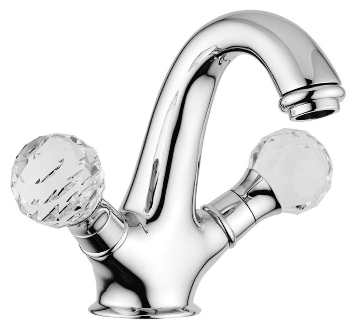 Casa Padrino Luxus Waschtischarmatur mit Swarovski Kristallglas Silber 13,5 x 16,5 cm