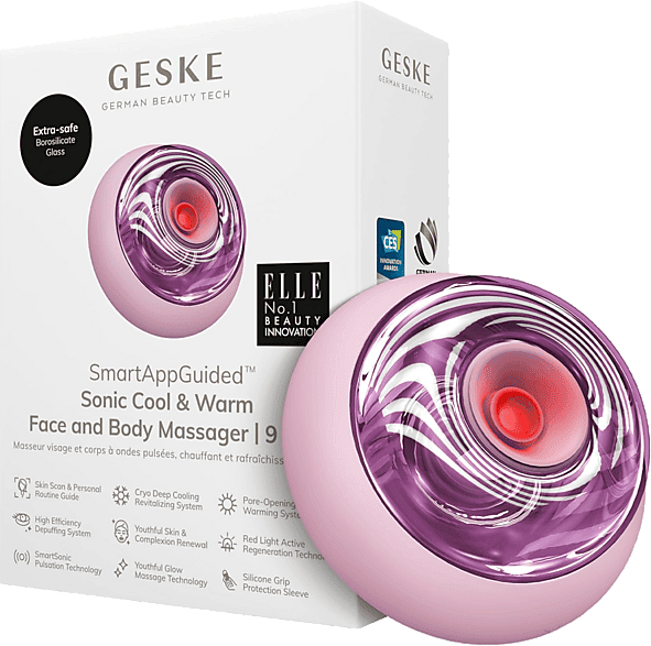 Rejuvenecedor facial - Geske Sonic Cool & Warm Face and Body Massager 9 in 1, Para todo el cuerpo, Rosa