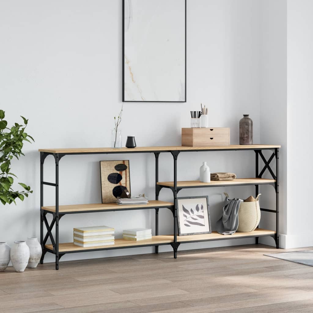 vidaXL Mesa consola madera de ingeniería roble Sonoma 180x29x76,5 cm Marrón