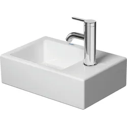 Duravit Vero Air Handwaschbecken 38x25 cm, ohne Überlauf, mit Hahnlochbank, 1 Hahnloch rechts, Unterseite glasiert (für verbesserte Hygiene), 0724380000, Farbe: Weiß