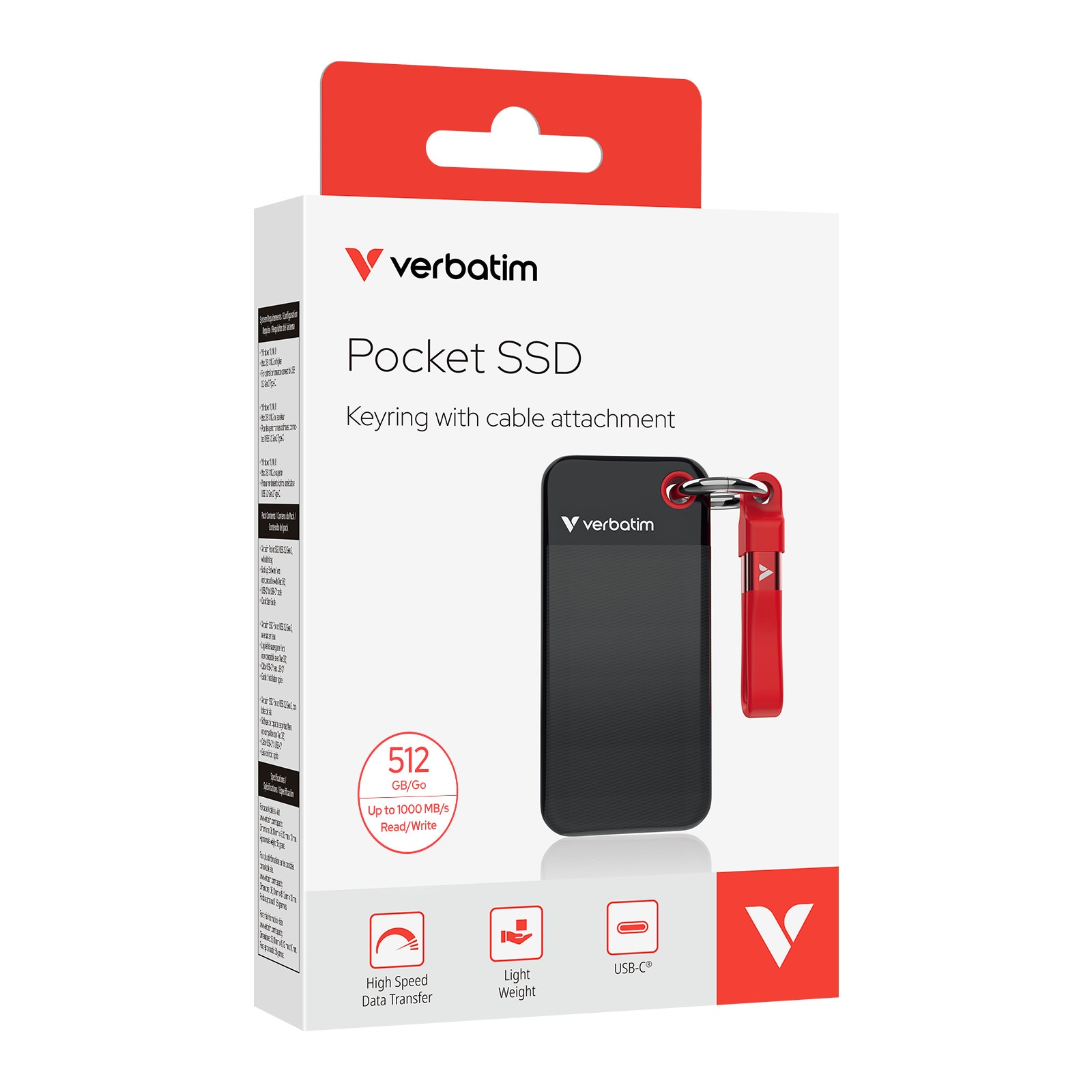 Verbatim Pocket SSD 0.5 TB externe Festplatte (SSD) USB-C Schwarz