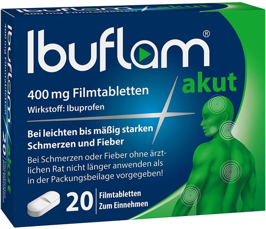 Ibuflam akut: 400 mg Ibuprofen Schmerztabletten 20stk