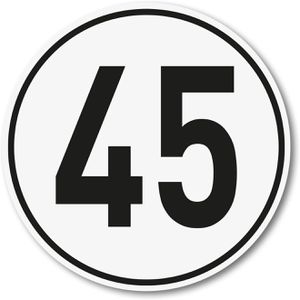 SafetyMarking Fahrzeugkennzeichnung Geschwindigkeitsschild 45, Ø 20 cm, aus Folie, selbstklebend