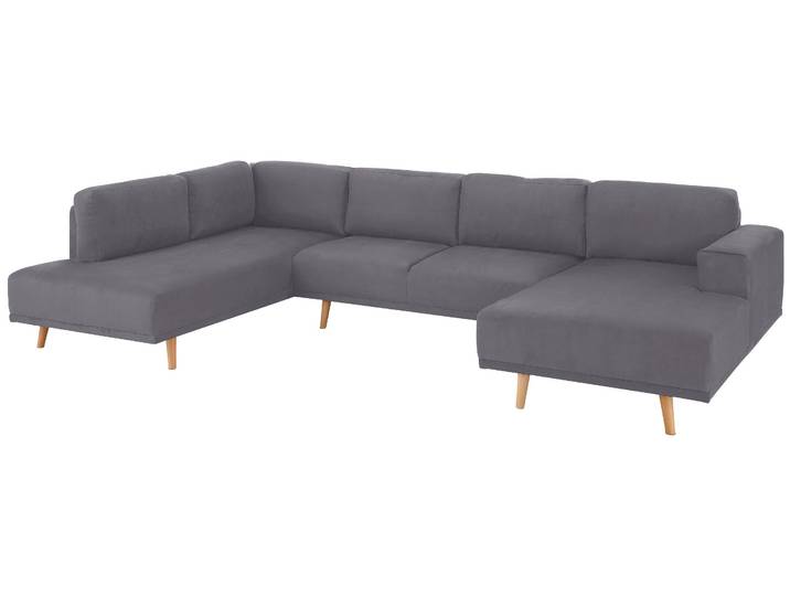 Wohnlandschaft, Luxus-Microfaser, Grau, 355×203 cm, U-Form, Skandinavisch, Home-affaire