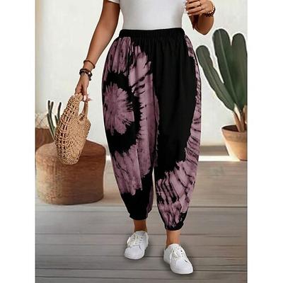 Damen Chinos Haremshose Urlaub Mode Streetwear Knöchellang Hohe Taille Grafik Batik Tasche Elastischer Bund Druck Bequem Komfort Weich Dehnbar Outdoor Straße Rosa Khaki Grau Sommer Frühling Herbst