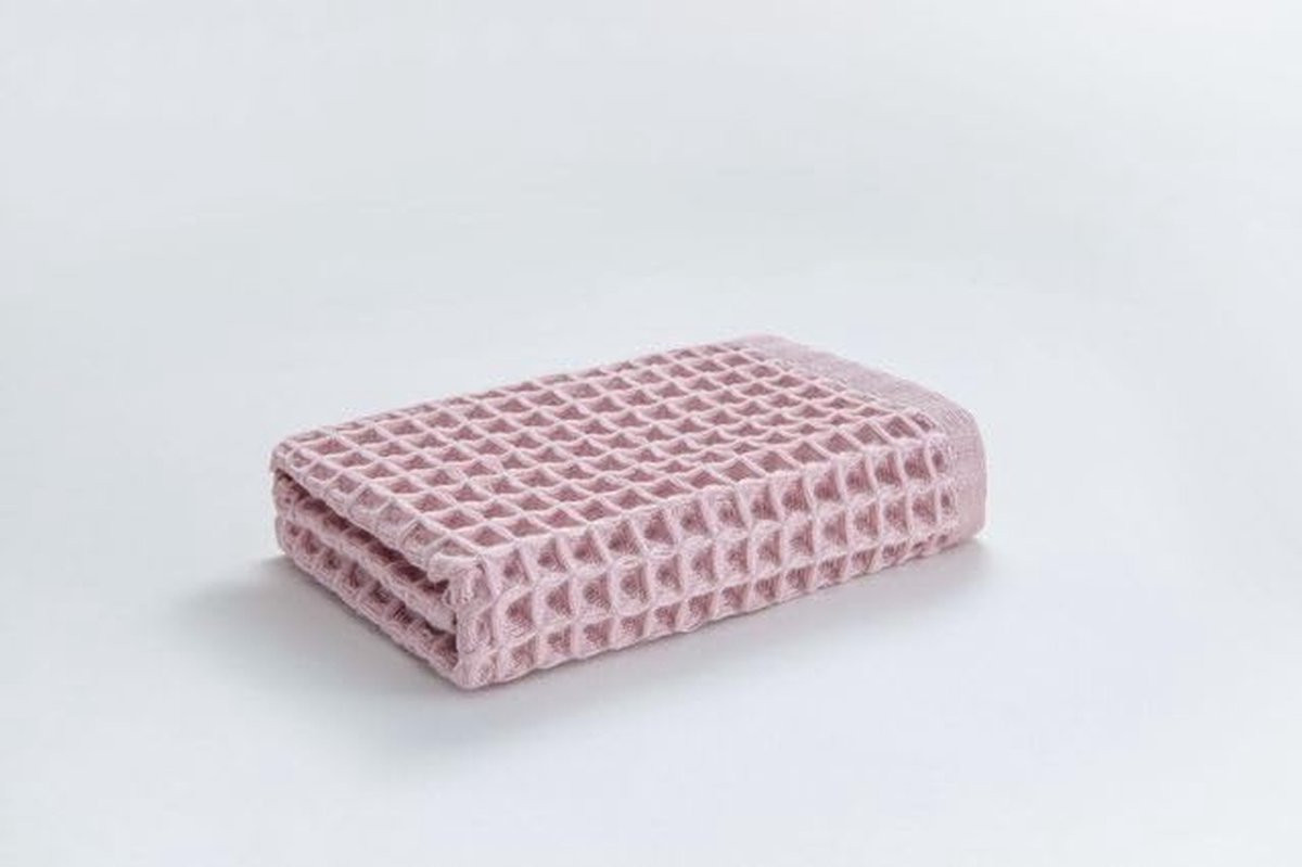 Roze Katoenen Wafel Handdoek - Zachte Badhanddoek met Honingraatstructuur