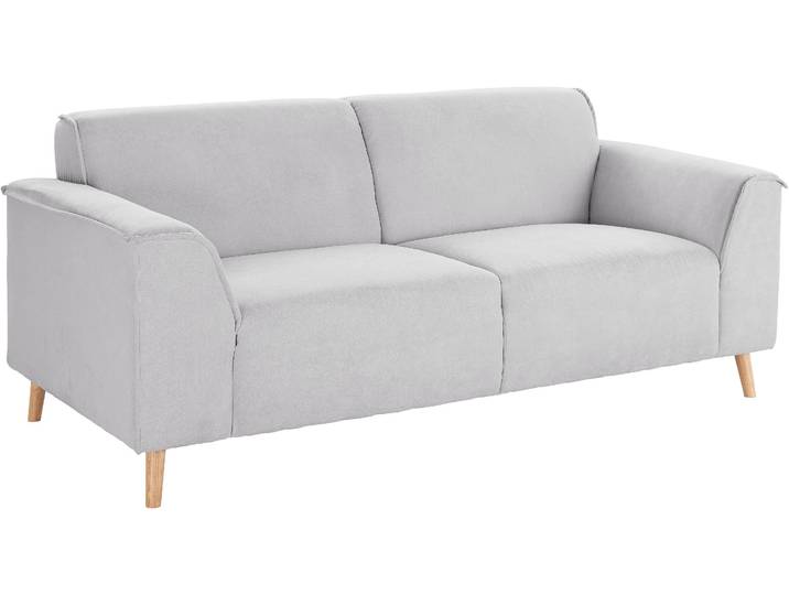 2,5-Sitzer HOME AFFAIRE Janek Scandic Design, elegant und zeitlos , grau (hellgrau), B:193cm H:81cm T:90cm, Struktur fein ( 100% Polyester);Struktur weich (92% Polyester, 8% Nylon);Struktur fein ( 100% Polyester), Sofas, 2 5-Sitzer, mit Federkern und Keder in scandinavischem Design