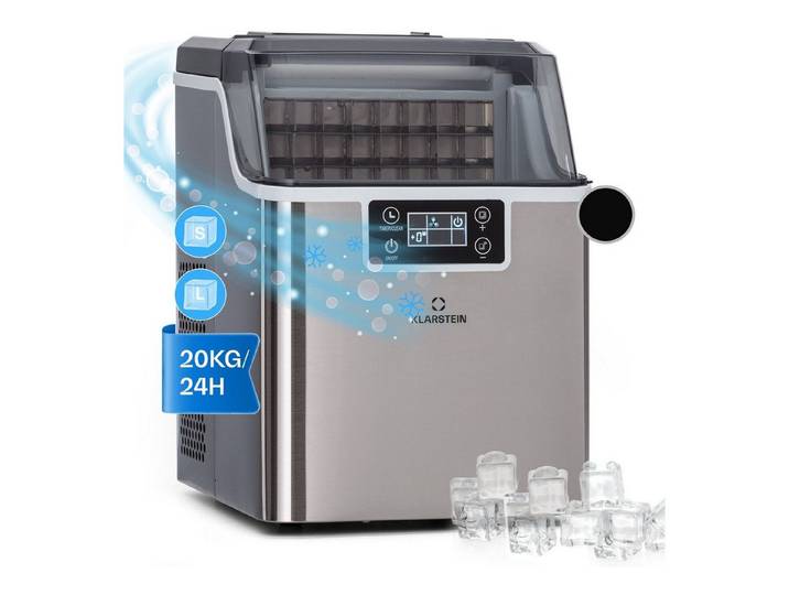 Klarstein Eiswürfelmaschine Chios Eiswürfelmaschine 20 kg/24h Selbstreinigung 3,2 L 2 Größen, Eiswürfelbereiter Ice Cube Maker Ice Maker mit Auto-Reinigung