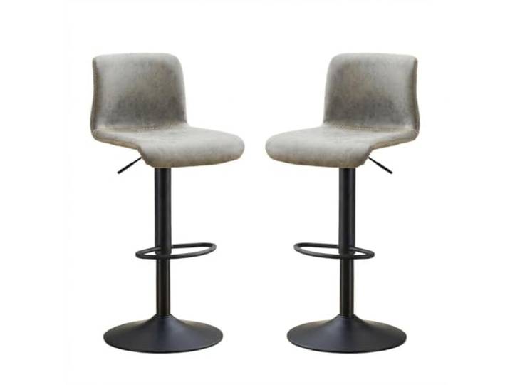 GarveeMore Höhenverstellbare Barhocker mit Rückenlehne & Fußstütze – S-Form, PU-Leder, grau – 2er-Set drehbar für Kücheninsel & Home Bar