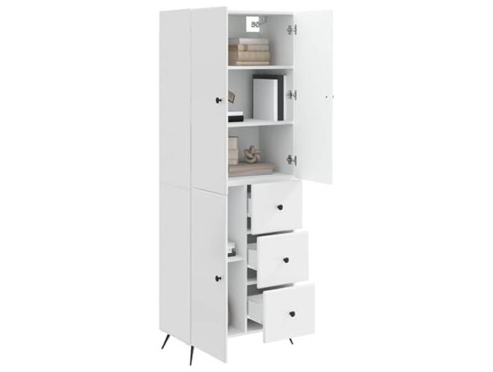 KTHLBRH Schrank-Set 2 Stück weiß glänzend aus technischem Holz Für Garten und Innenbereich, vielseitig, moderner Stil, einfach zu kombinieren