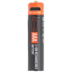 AccuCell Rundzelle AAA, Li-ion, 1,5V, 550mAh, 0,8Wh, mit USB-Ladeanschluss