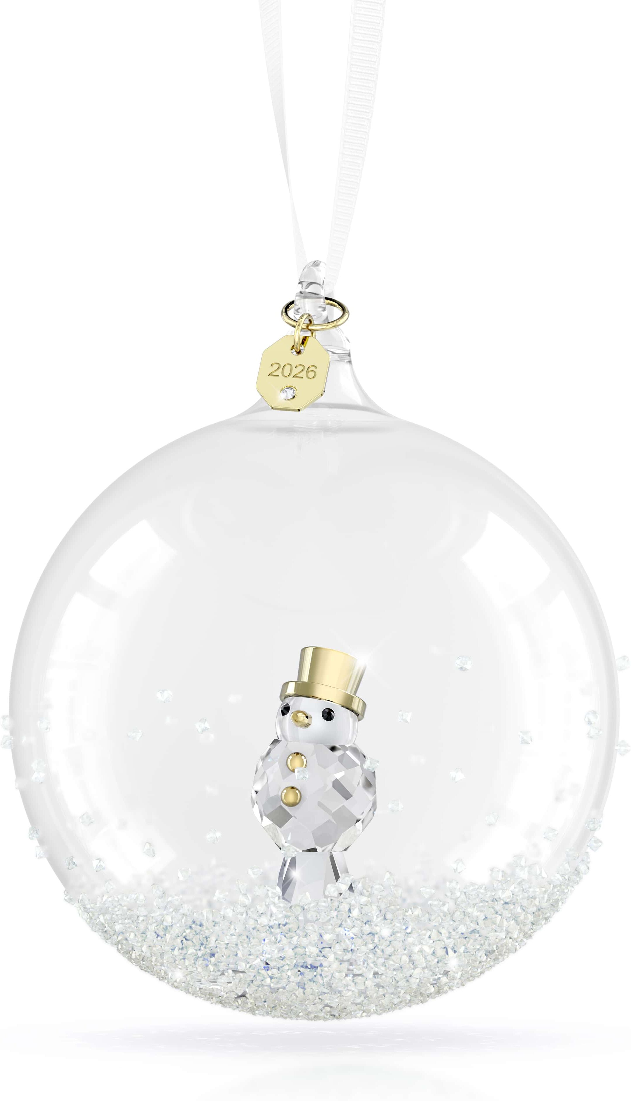 Dekohänger SWAROVSKI "Kristallfigur Sammelfigur Jahresausgabe Weihnachtskugel", transparent (kristallweiß, goldfarben, weiß), Dekohänger, Baumwolle, Kristallglas, Metall, Swarovski Kristall