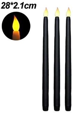 Uplifted Finds Battery Operated LED Flameless Taper Candles Electric Flickering Long Candlesticks For Weddings And Home Decor style B Black 1 Pc
