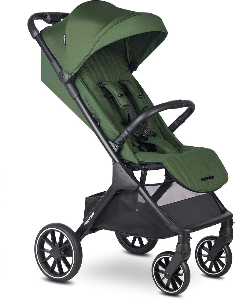 Easywalker Jackey² XL Buggy, Für Kinder von 0-22 kg, Automatisch in einer Sekunde zusammenklappbar, Geräumiger Buggy mit XL-Rädern, Sonnenverdeck & Einkaufskorb, Autositz kompatibel - Tiefgrün