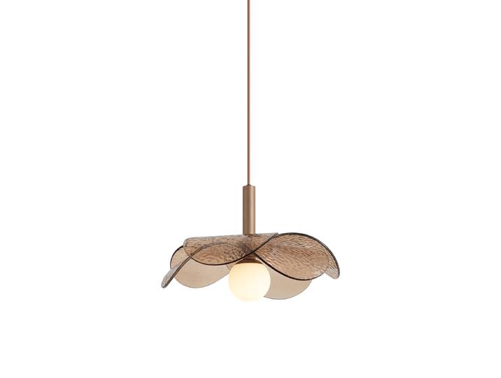 Suspension design bronze foncé avec verre ambré - Kemner