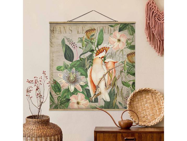 Stoffbild Colonial Style Collage Webstoff Pink 50 x 50cm