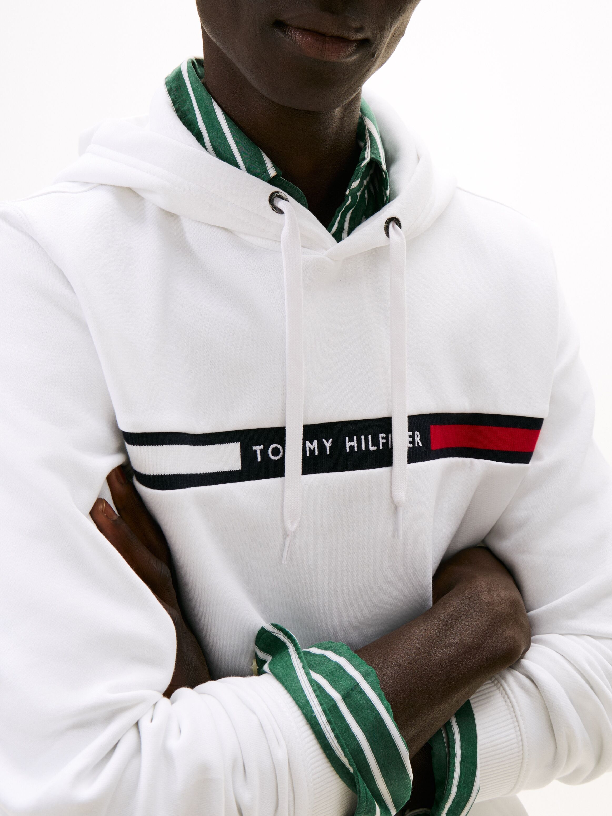 Kapuzensweatshirt TOMMY HILFIGER "HILFIGER CHEST INSERT", Herren, Gr. XXL, weiss (weiß), Sweatware, Obermaterial: 70% Baumwolle, 30% Polyester, unifarben, regular fit hüftlang, eingesetzt Bündchen, Sweatshirts Kapuzensweatshirt, unifarben, casual, regular