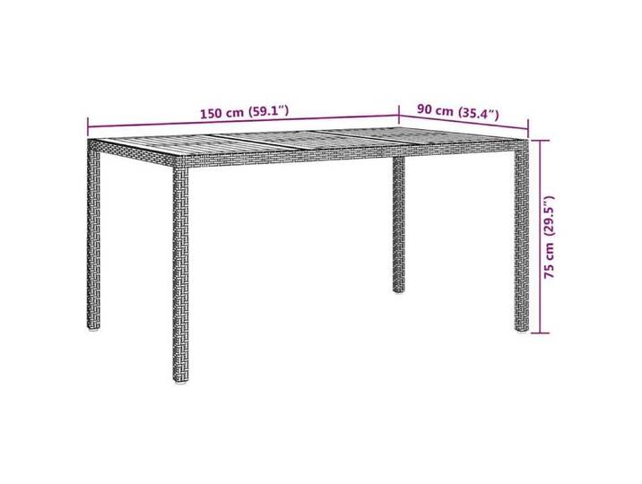 Table Balcon/Terrasse Gris - Magnifique Table de jardin élégante - VENDUE SEULE - Gris 150x90x75cm polyrotin -t239260