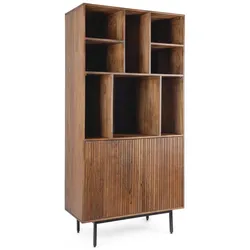 Schrank Tadita aus Mangoholz, modernes Design, 2 Türen, braun, 85 cm, Push-to-Open-System